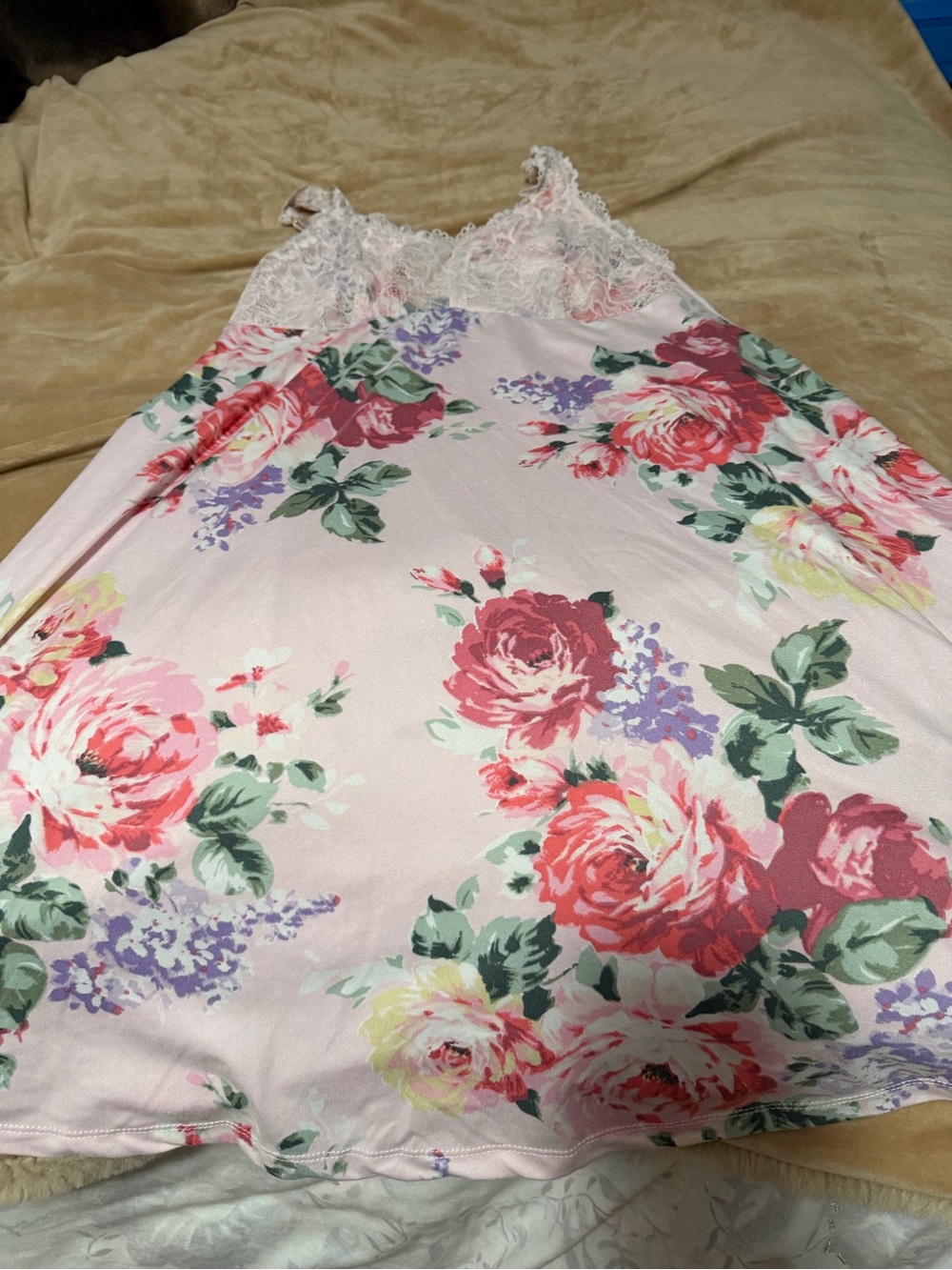 Flora Nikrooz Lace-Trim Sleep Chemise - Pink Floral Women’s Medium